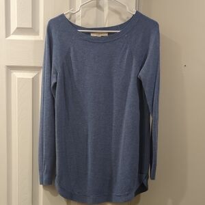 LOFT Gray Fitted Long Sleeve Sweatshirt Tee